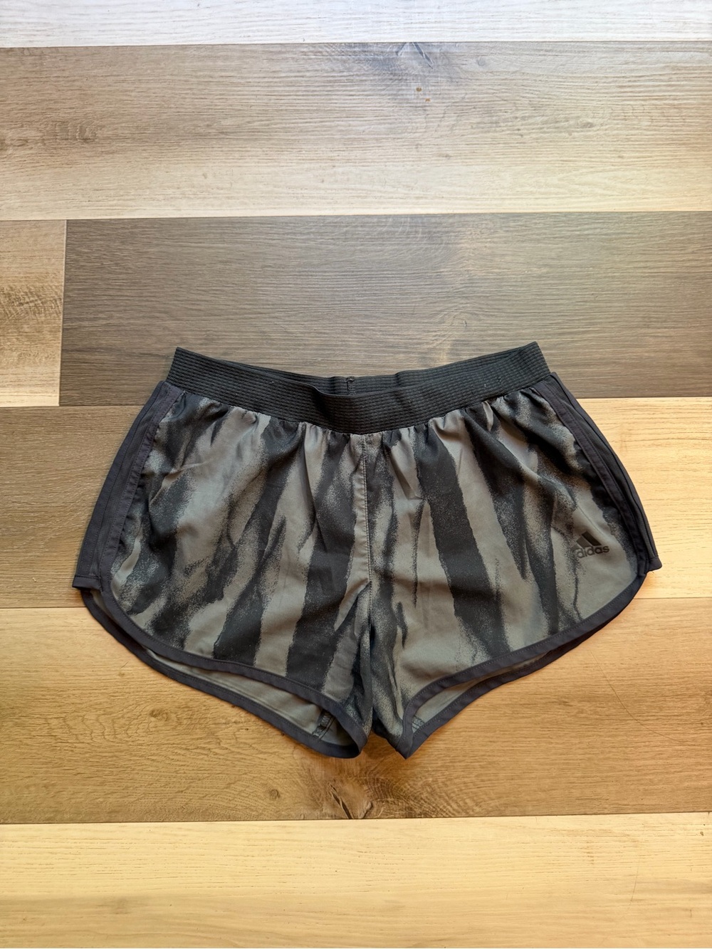 adidas Women’s Black & Gray Striped Athletic Shorts